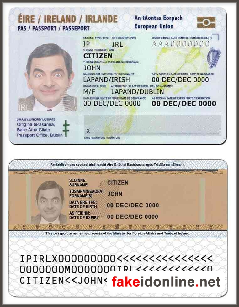 Ireland ID Card Template PSD